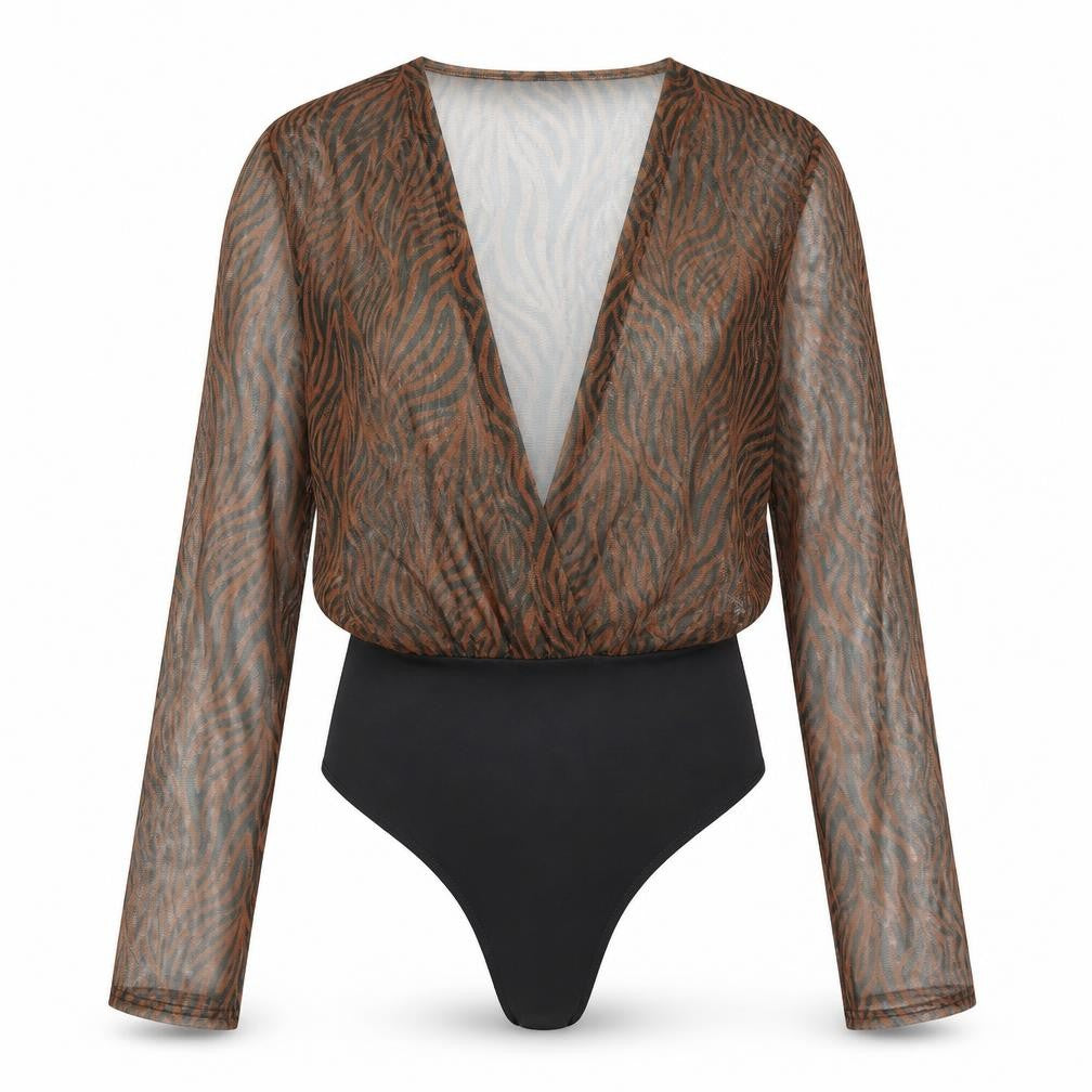 Womens UK Size 10 Missguided One-Piece Brown Bodysuit