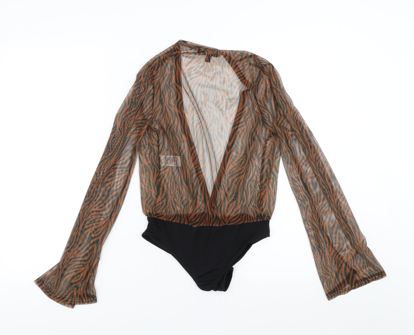 Missguided Womens Brown Animal Print  Bodysuit One-Piece Size 10