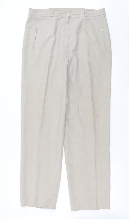 Womens UK Size 18 Preworn Regular Fit  Beige Trousers