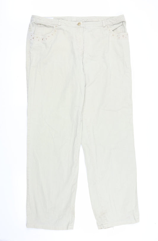 Basler Womens Beige  Denim Straight Jeans Size M L30 in