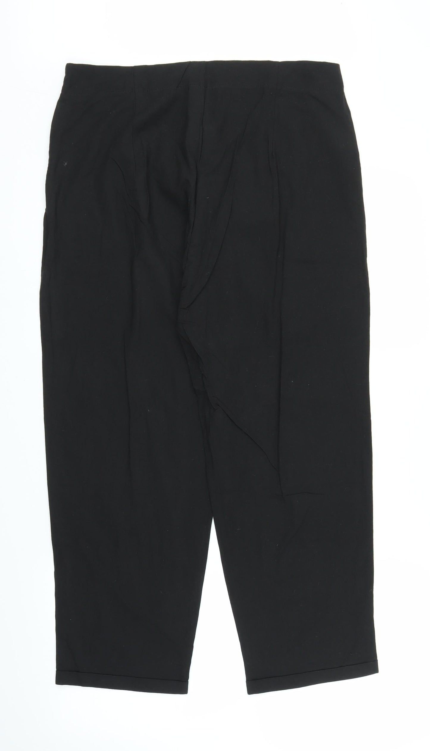 Womens UK Size XL Preworn Regular Fit Capri Black Trousers