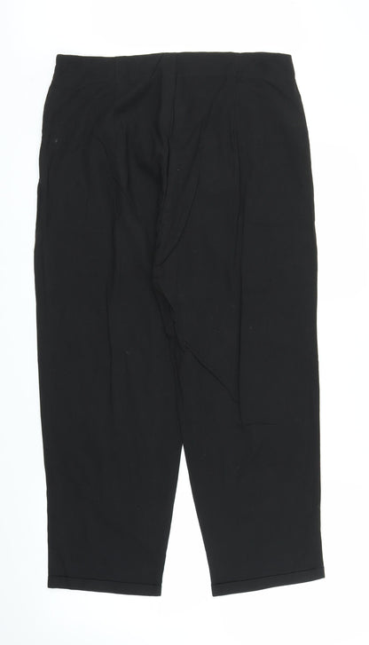 Womens UK Size XL Preworn Regular Fit Capri Black Trousers