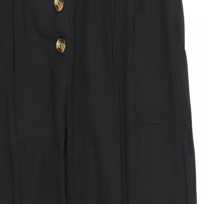Womens UK Size XL Preworn Regular Fit Capri Black Trousers