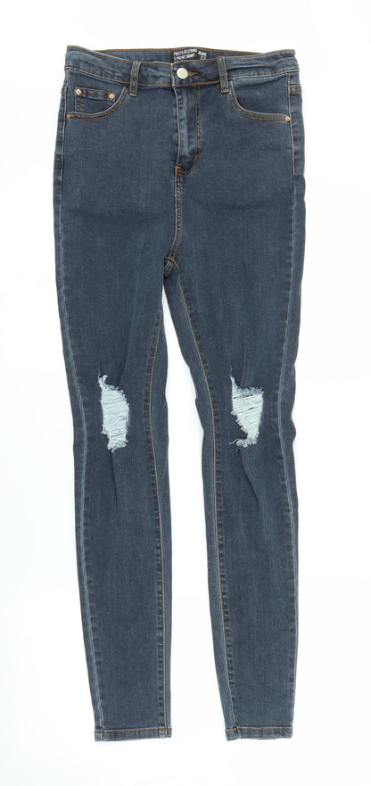 PRETTYLITTLETHING Womens Blue  Denim Skinny Jeans Size 10 L28 in