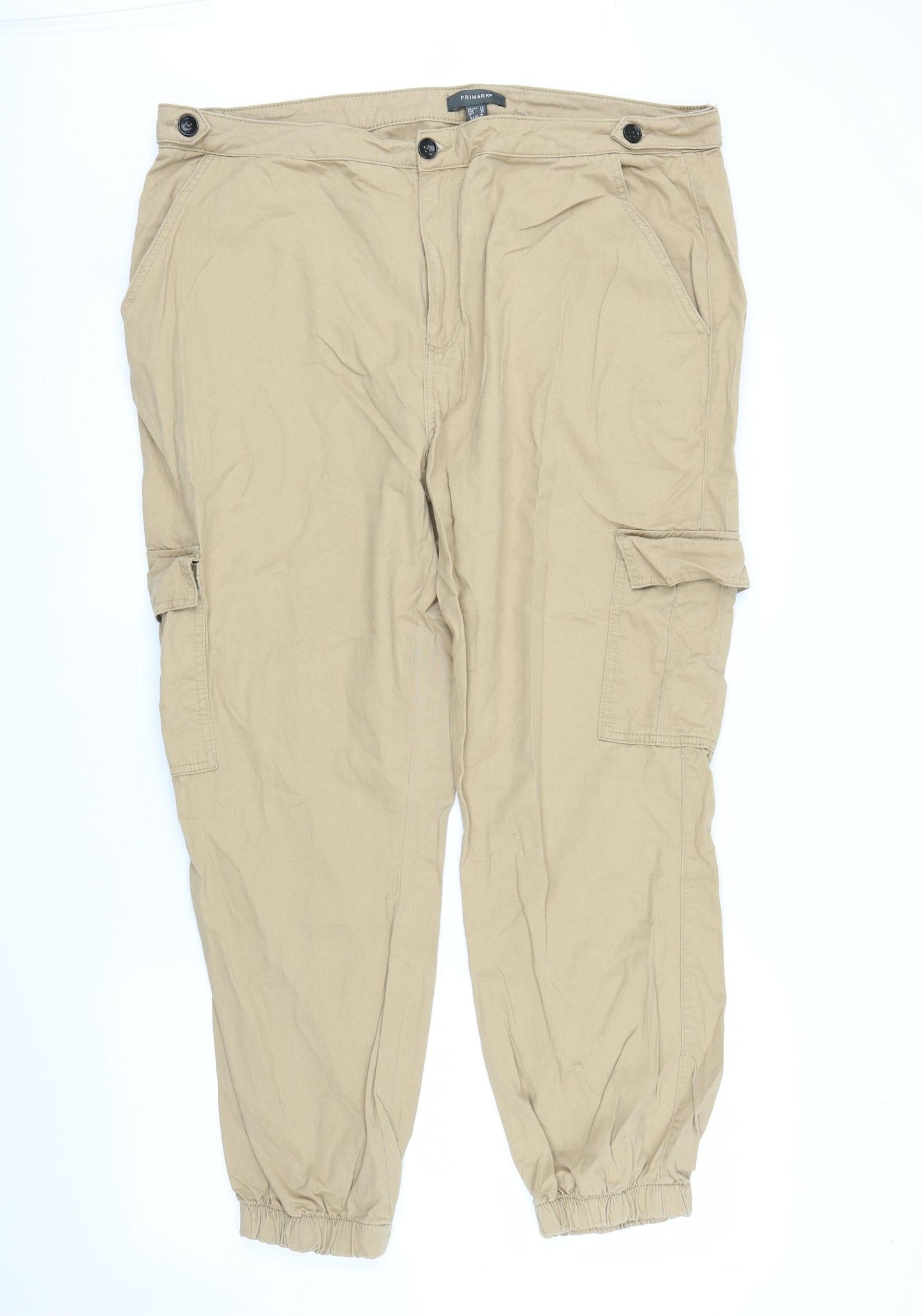 Primark Womens Beige   Cargo Trousers Size 20 L29 in