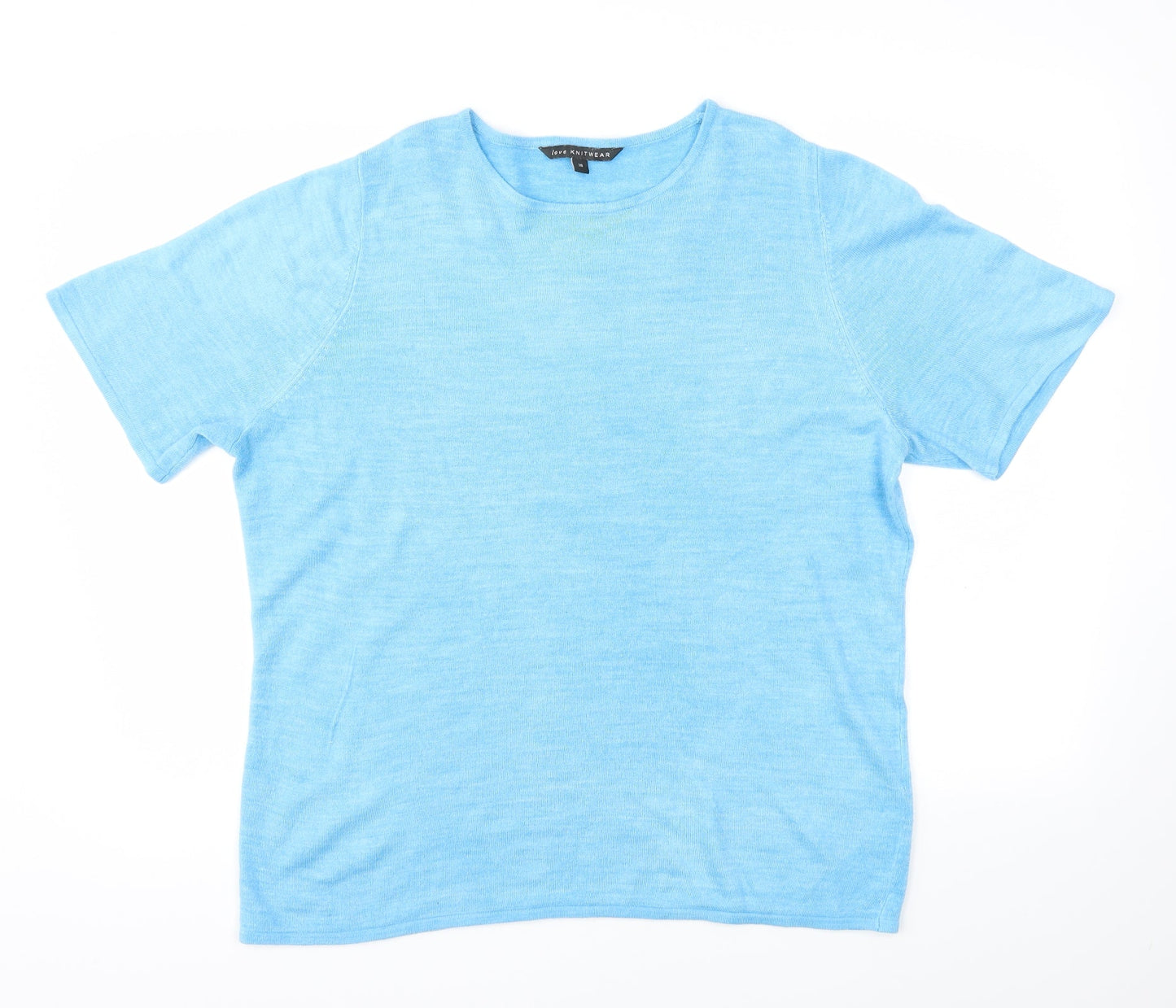 Womens UK Size 18 Love knitwear Blue Basic T-Shirt