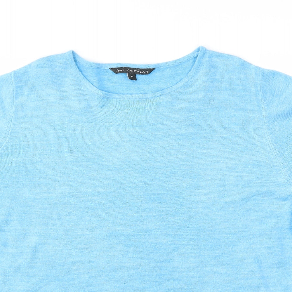 Womens UK Size 18 Love knitwear Blue Basic T-Shirt