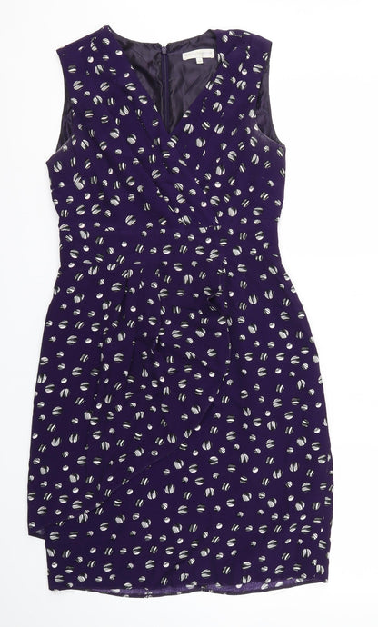 Debehams Womens Purple Polka Dot  Fit & Flare  Size 10
