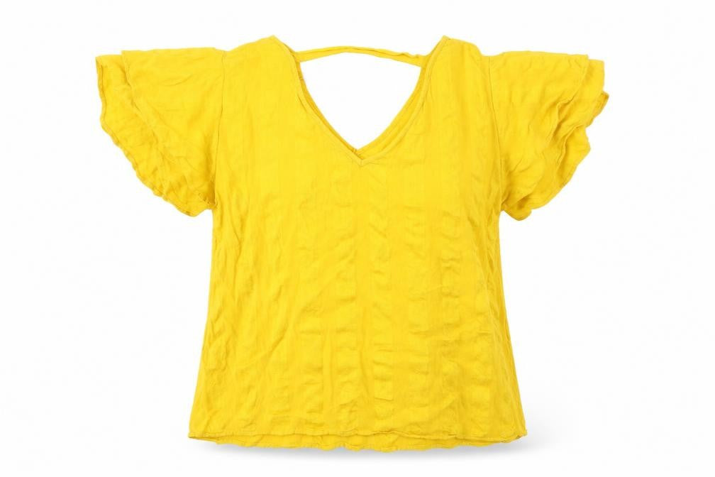 Womens UK Size 12 Papaya Yellow Basic Blouse
