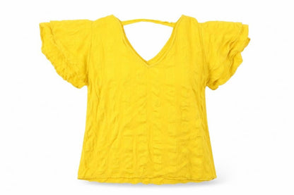 Womens UK Size 12 Papaya Yellow Basic Blouse