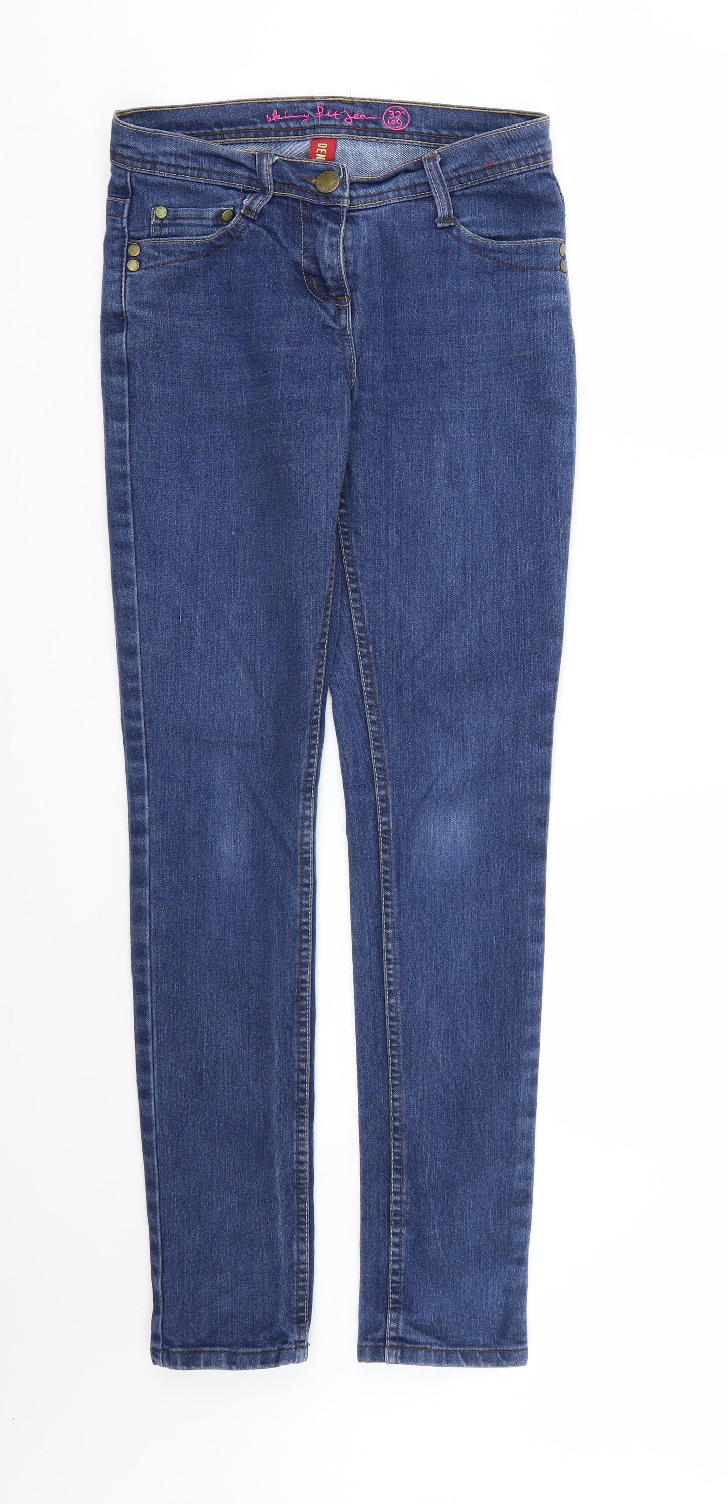 Denim & Co. Womens Blue  Denim Straight Jeans Size 8 L31 in