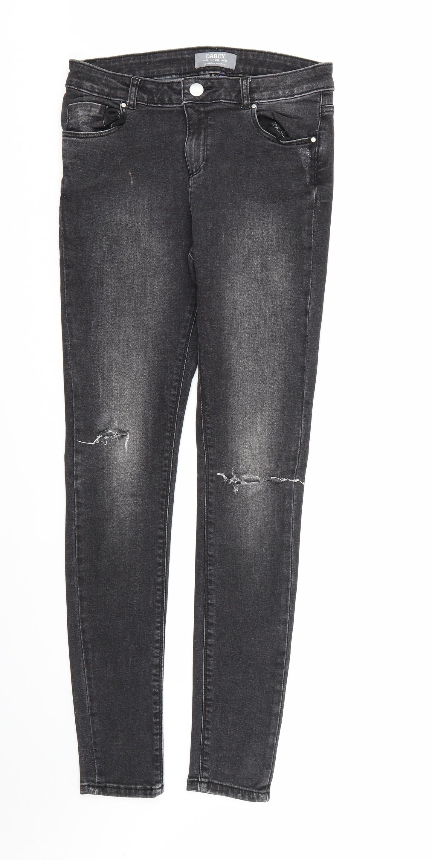 Dorothy Perkins Womens Black  Denim Skinny Jeans Size 10 L31 in