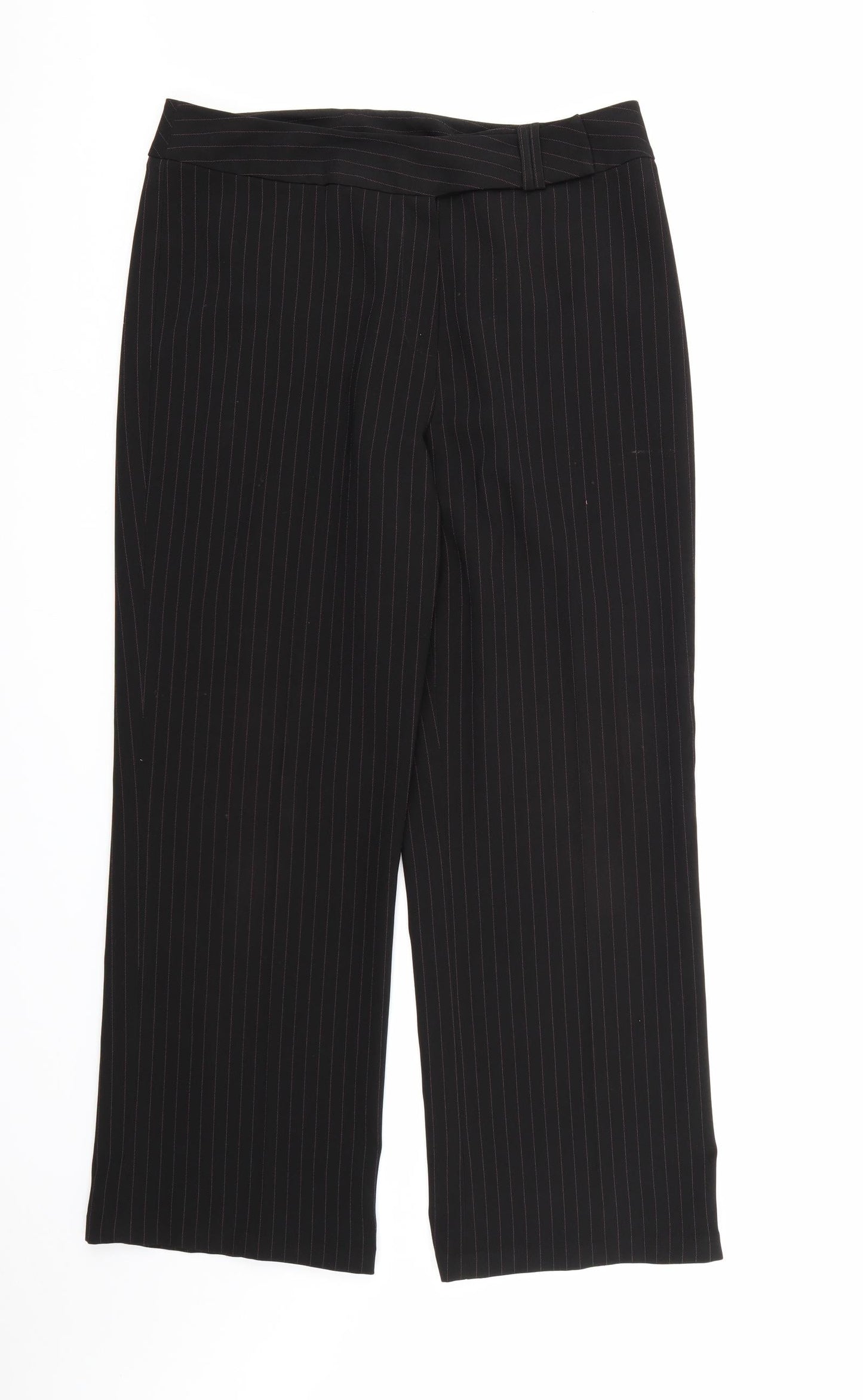 Tyler Womens Black Striped Rayon Dress Pants Trousers Size 16 L29 in