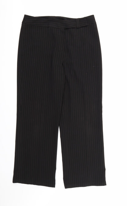 Tyler Womens Black Striped Rayon Dress Pants Trousers Size 16 L29 in