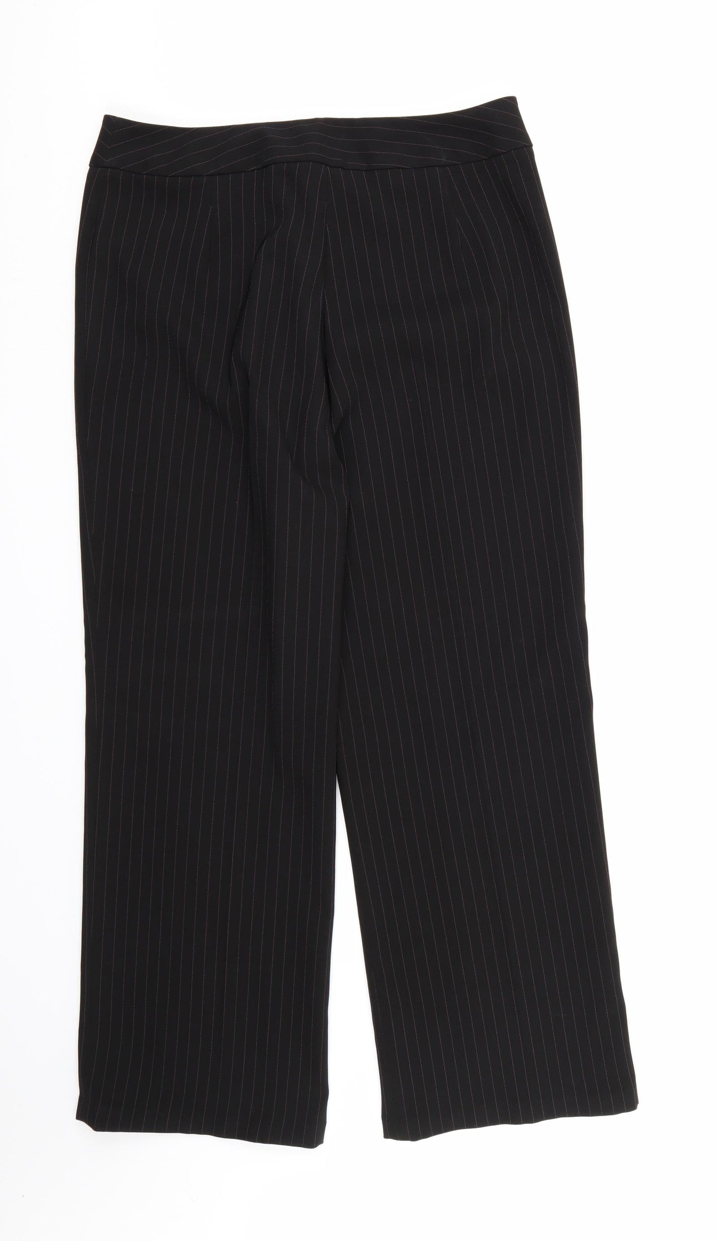 Tyler Womens Black Striped Rayon Dress Pants Trousers Size 16 L29 in
