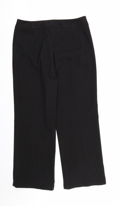 Tyler Womens Black Striped Rayon Dress Pants Trousers Size 16 L29 in