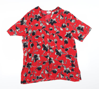 Womens UK Size 16 OPUS Red Basic Button-Up