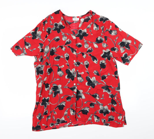 Womens UK Size 16 OPUS Red Basic Button-Up