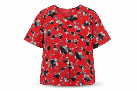 Womens UK Size 16 OPUS Red Basic Button-Up