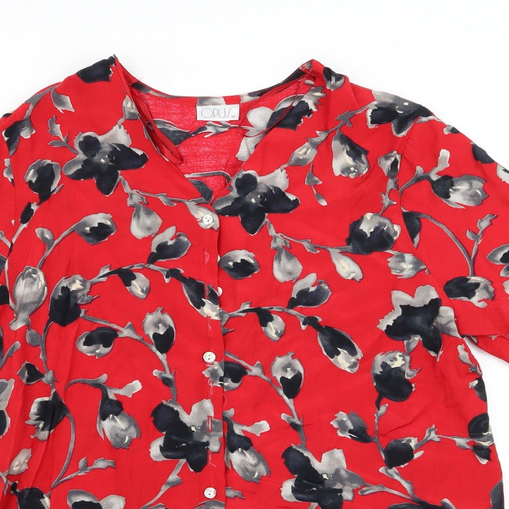 Womens UK Size 16 OPUS Red Basic Button-Up