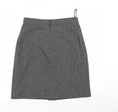 Kit Womens Grey Striped  A-Line Skirt Size 10