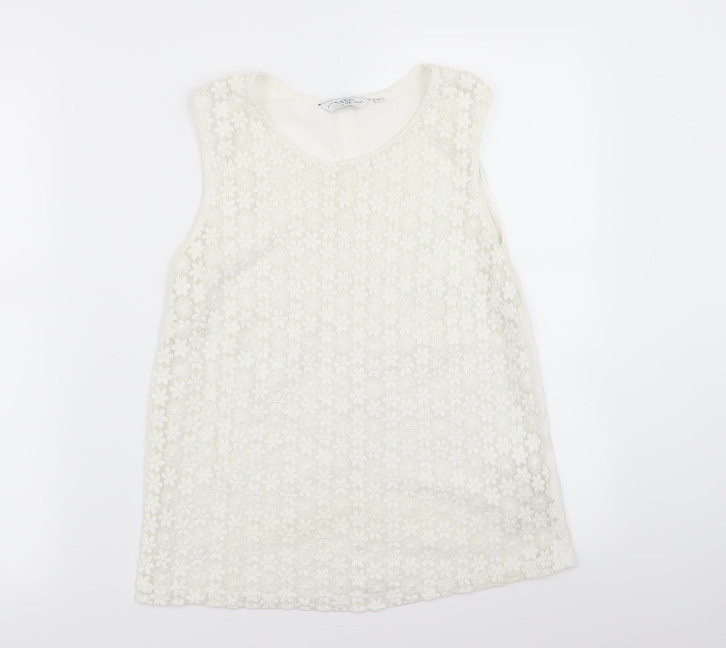 Womens UK Size 10 New Look White Basic Tank