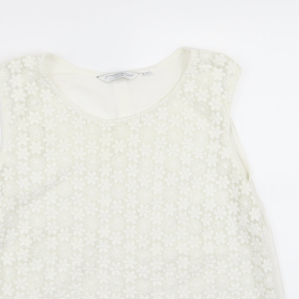 Womens UK Size 10 New Look White Basic Tank