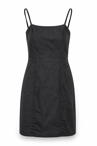 Front view of denim and co women’s black a-line, size UK 8, - leather dress