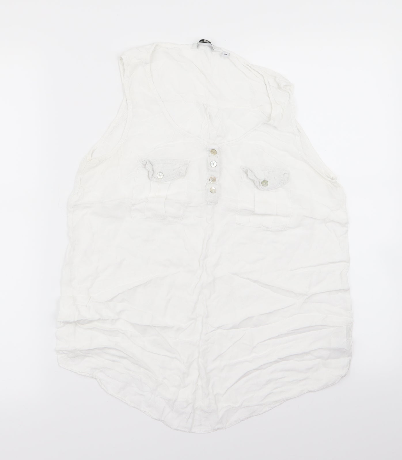 Womens UK Size 10 New Look White Basic Tank