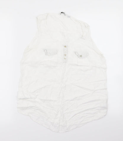 Womens UK Size 10 New Look White Basic Tank