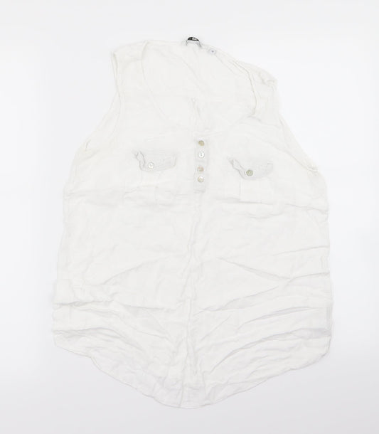 Womens UK Size 10 New Look White Basic Tank