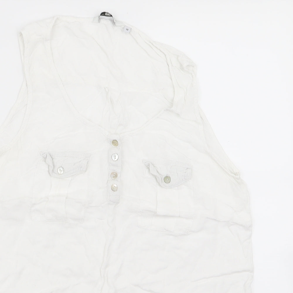 Womens UK Size 10 New Look White Basic Tank