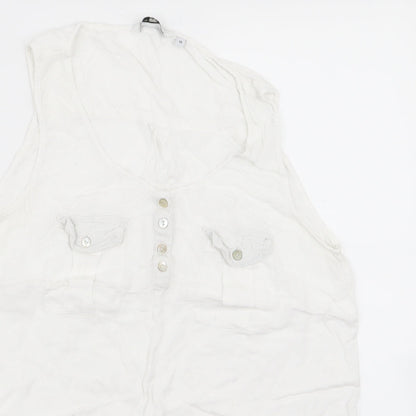 Womens UK Size 10 New Look White Basic Tank