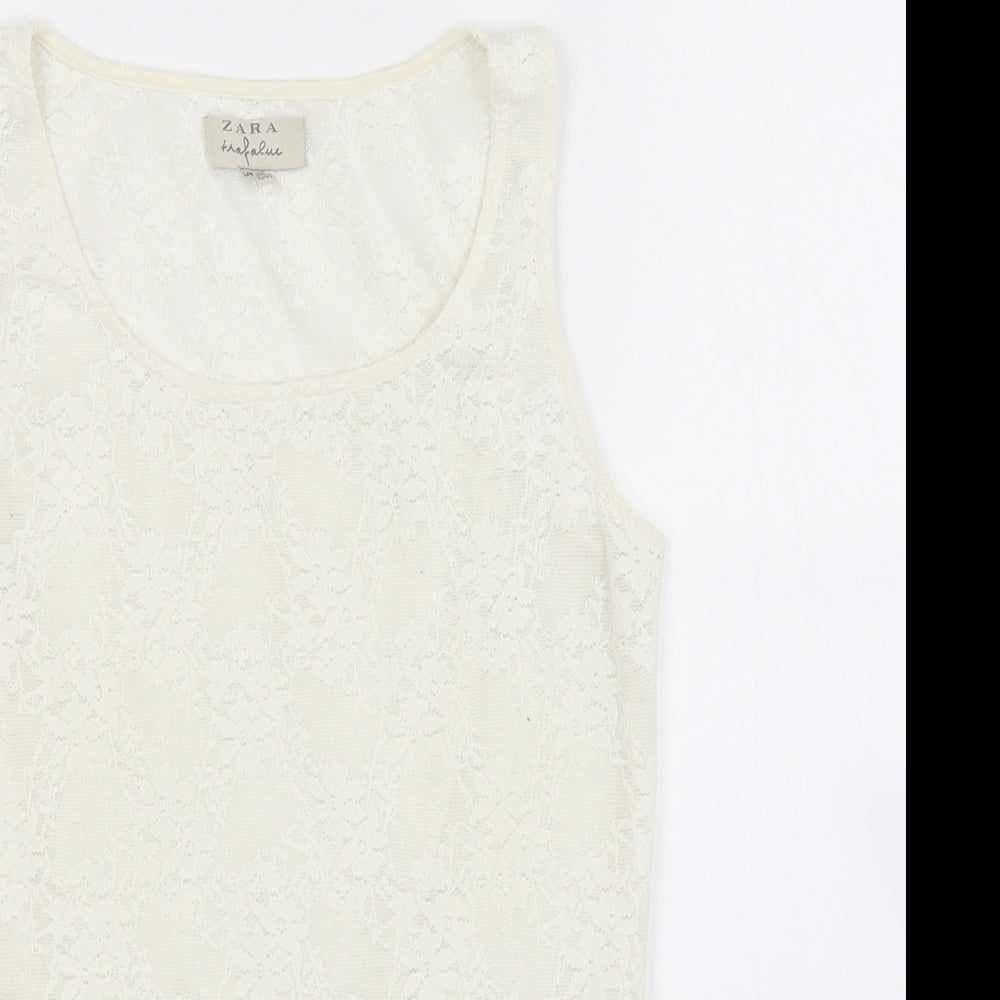 Womens UK Size M Zara White Tunic Tank