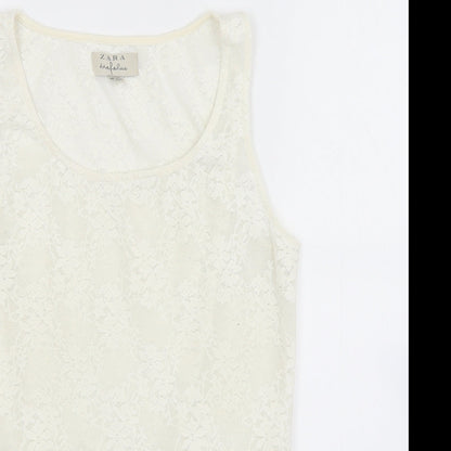Womens UK Size M Zara White Tunic Tank