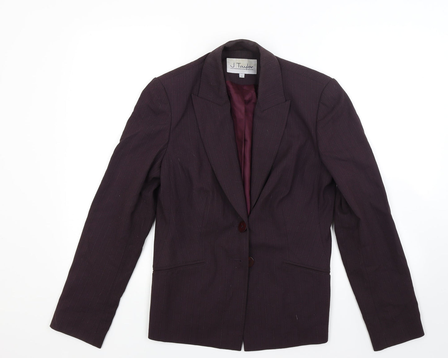 J taylor Womens Red Striped  Jacket Coat Size 12