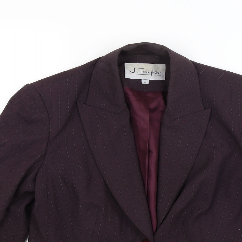 J taylor Womens Red Striped  Jacket Coat Size 12