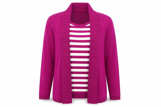 Impressions Womens Pink Striped Knit Pullover Jumper Size M