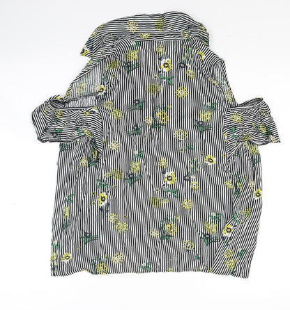 Nutmeg Womens Grey Striped  Basic Blouse Size 14