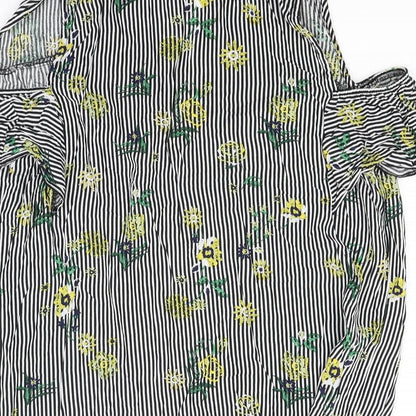 Nutmeg Womens Grey Striped  Basic Blouse Size 14