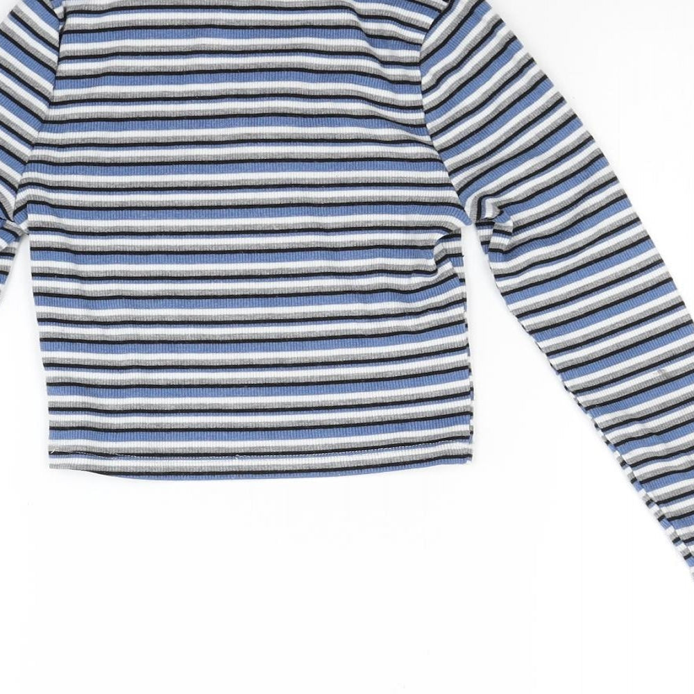 New Look Girls Blue Striped  Pullover Sweatshirt Size 9-10 Years