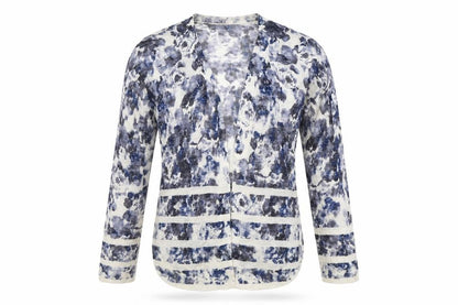 Marks & Spencer Womens White Geometric  Cardigan Jumper Size S