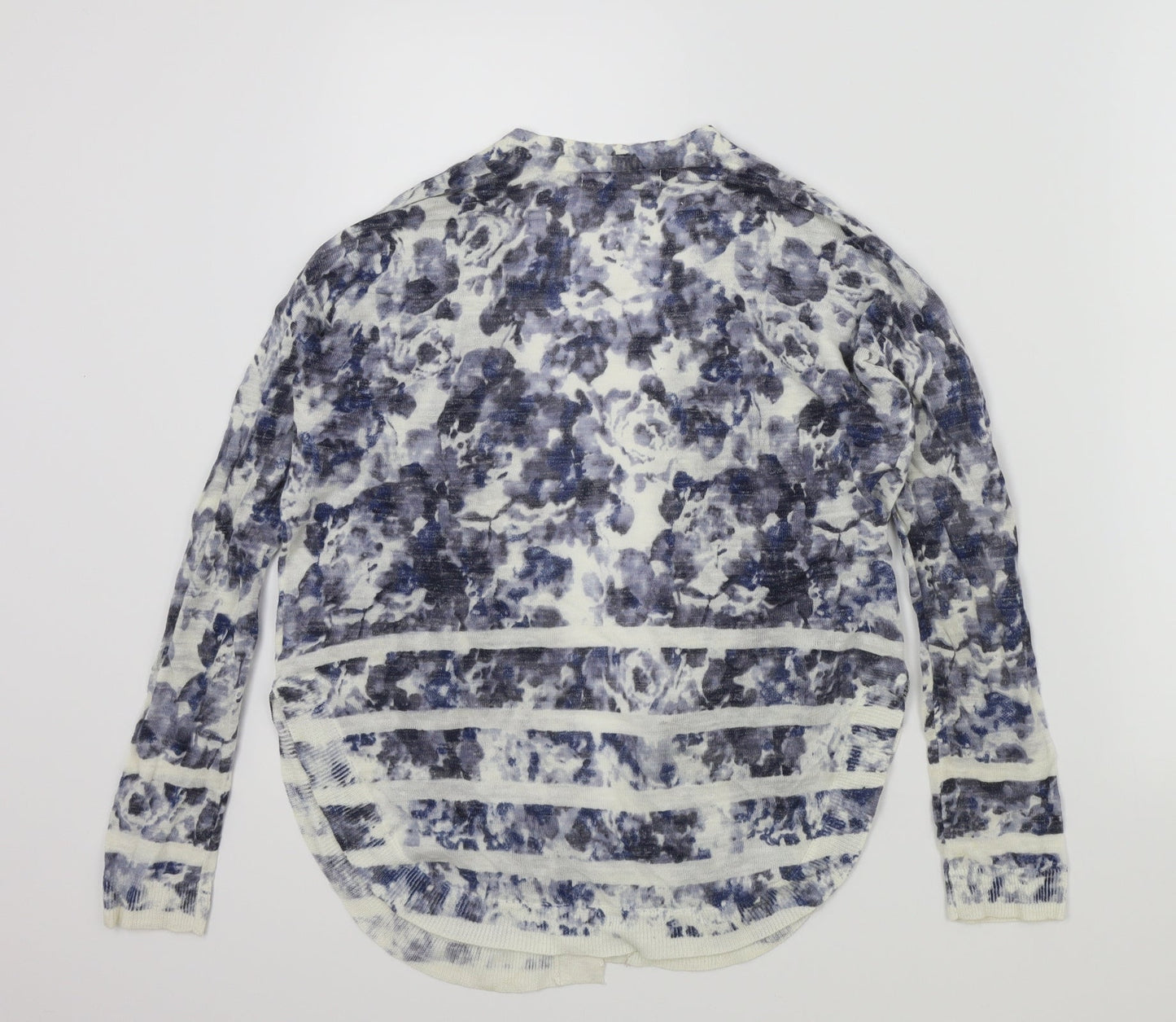 M&S Womens White Geometric  Cardigan Jumper Size S