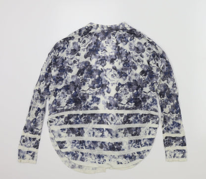 M&S Womens White Geometric  Cardigan Jumper Size S