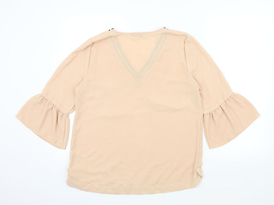 Womens UK Size 14 NEXT Beige Basic Blouse