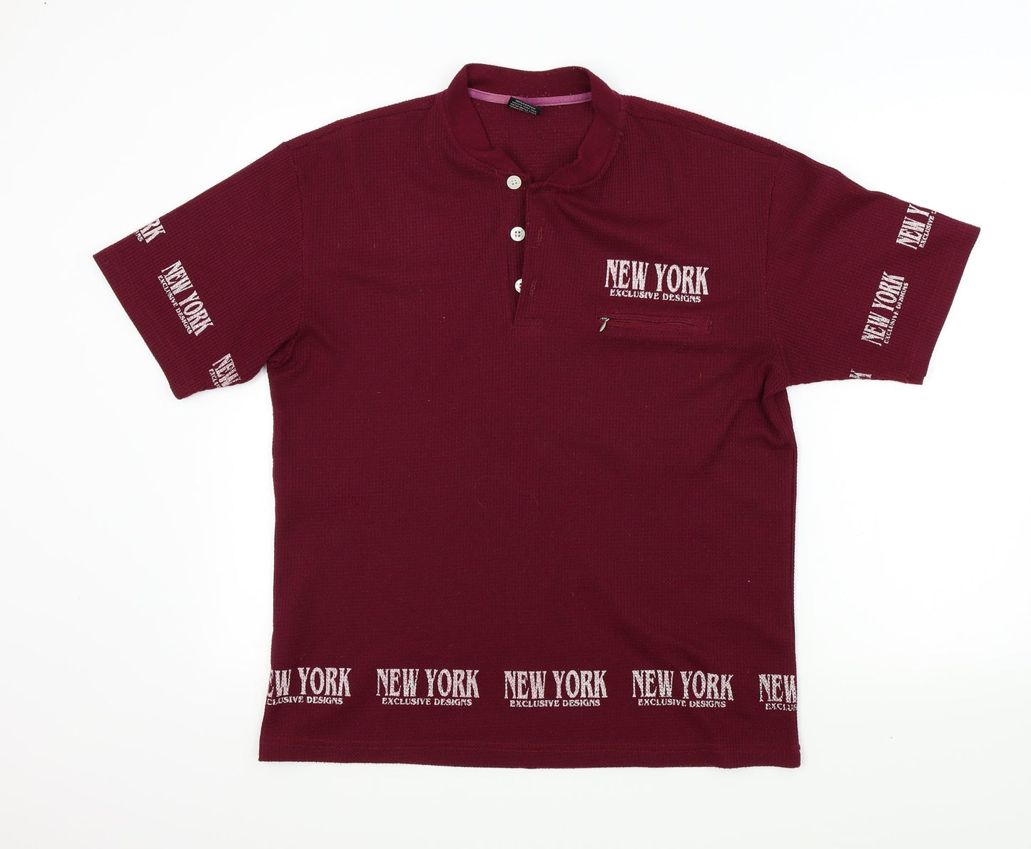 New York Mens Red    Polo Size L  - NEW YORK