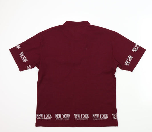 New York Mens Red    Polo Size L  - NEW YORK
