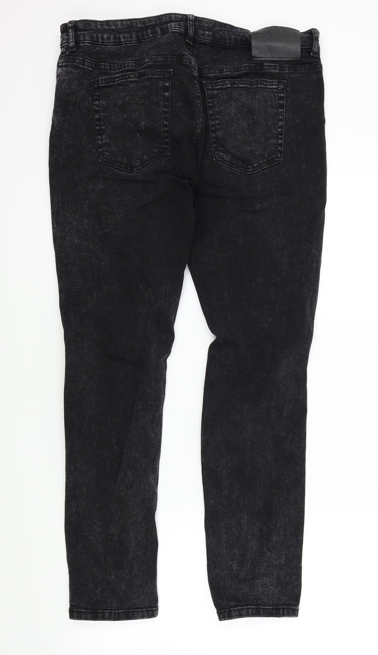 Denim & Co. Womens Black   Straight Jeans Size 36 L29 in - Ripped details