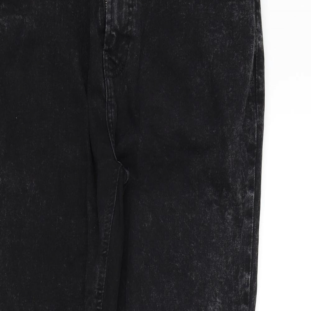 Denim & Co. Womens Black   Straight Jeans Size 36 L29 in - Ripped details