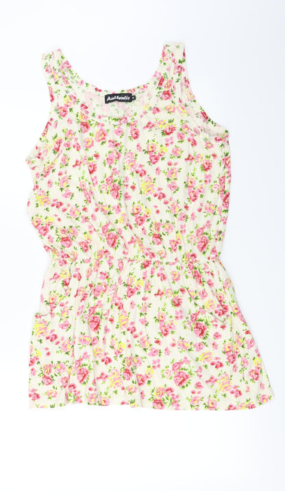 Authentic  Womens Ivory Floral  Basic Blouse Size 16